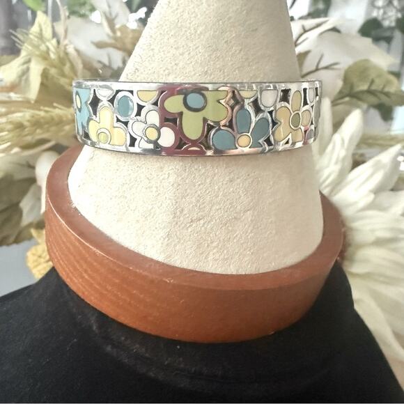 Brighton Flower Bangle Silver Tone Bracelet - Picture 6 of 10